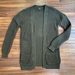Express - Olive Knit Cardigan with Pockets